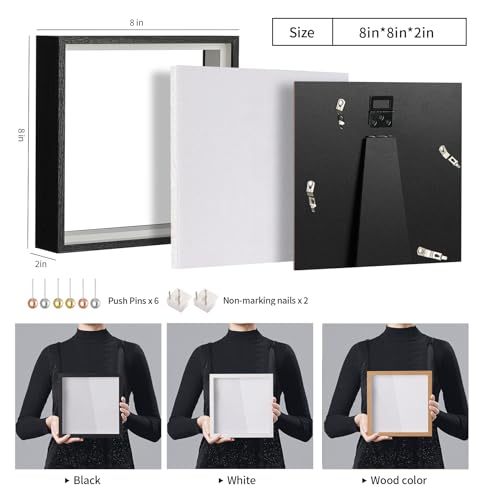8x8 Inch Travel Shadow Box Frame with Slot for Tickets and Photos