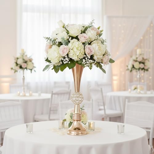 Crystal Gold Flower Vases 21.6in Trumpet Table Centers - Gold / 2pcs