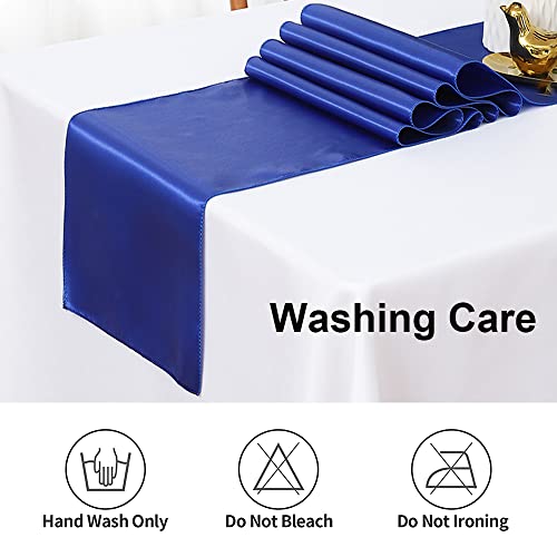 Gankar 5 Pack Royal Blue Satin Table Runners 12x108 Inch for Weddings & Parties