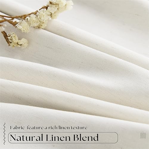 100% Blackout Pinch Pleat Linen Curtains, 2 Panels (90 Inch, Cream)
