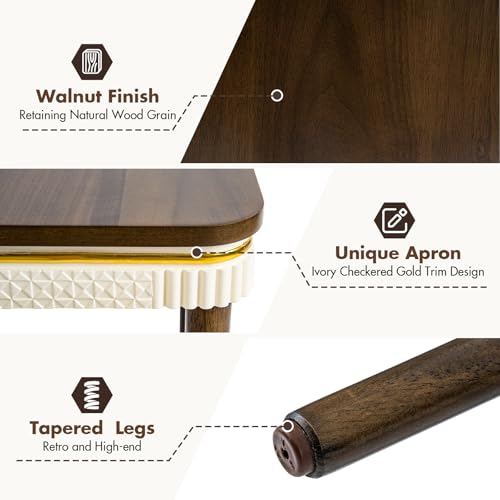 3-Piece Nesting Table Set, Mid-Century Walnut Side Tables with Gold Trim