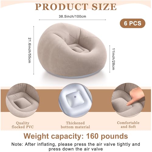 6-Piece Inflatable Bean Bag Chair Set with Electric Pump for Camping