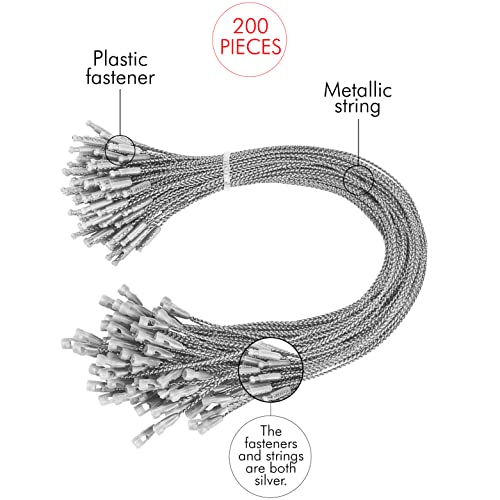 Christmas Tree Ornament String Hooks - Silver Metallic Snap Fasteners (200 Pack)