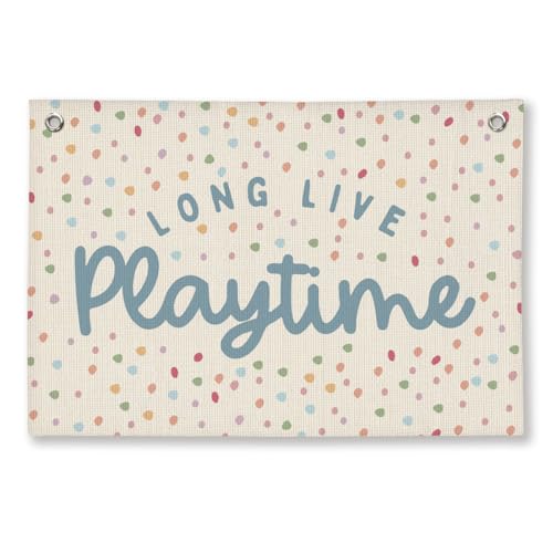 Long Live Playtime Canvas Banner Wall Decor for Kids Playroom 20x30 Inch