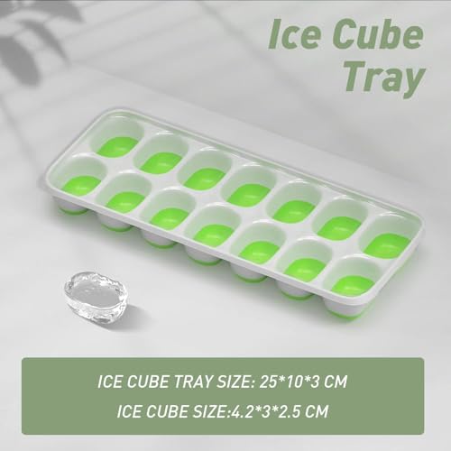 Stackable Ice Cube Trays with Lids - 4-Pack Silicone Easy Release Ice Molds