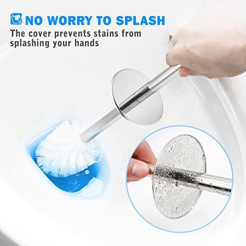 2-Pack Toilet Brush and Holder Set with 17-Inch Stainless Steel Handle (White)
