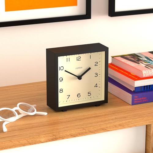 Modern Square Desk Clock, 5.5-inch Matte Black Table Clock