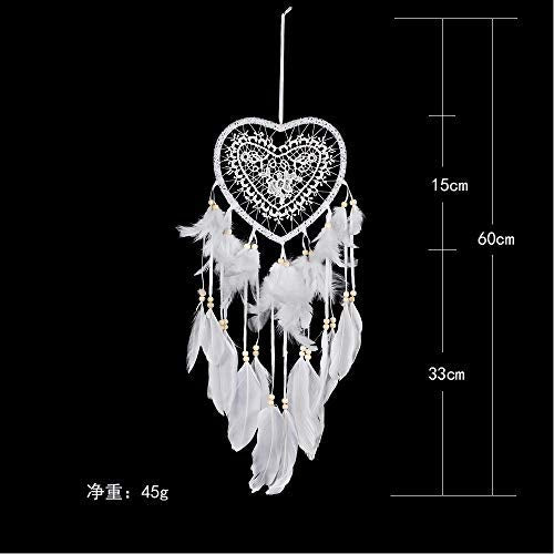 Heart-Shaped LED Dream Catcher Wall Hanging with Feathers and Lights