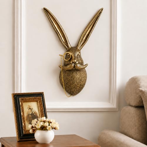 Gold Animal Head Wall Sculpture Modern Resin Wall Decor for Home Office