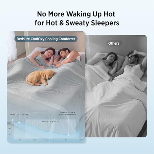 Bedsure CoolOxy Cooling Comforter - King Size Lightweight Summer Blanket, Grey