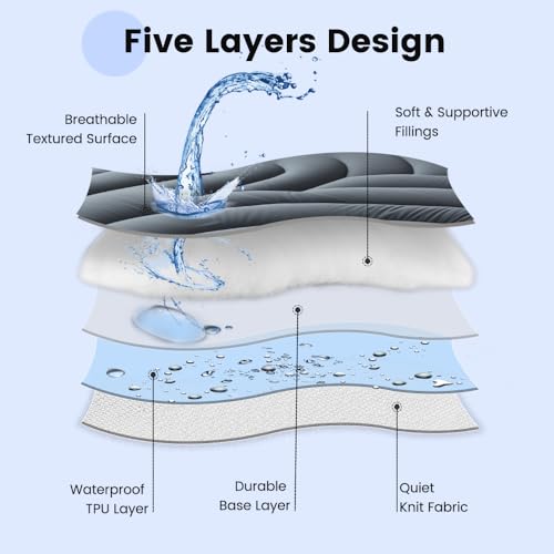 QUIETSEA Gray Waterproof Queen Mattress Protector - Quilted Fitted Bed Cover