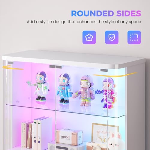 71" 6-Tier Glass Display Cabinet with Lock, RGB Motion-Sensor LED & App