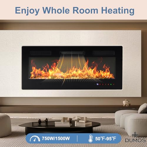 42 Inch Electric Fireplace Wall Mounted Recessed Space Heater Remote