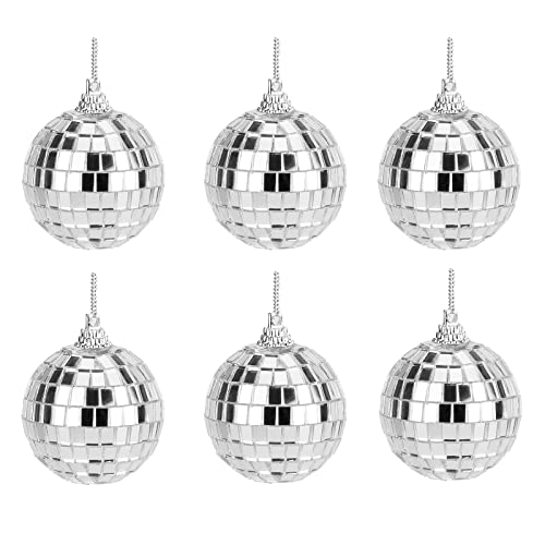 edooi 6pcs Mirror Disco Balls Set - Christmas Tree Ornaments, Party Decor