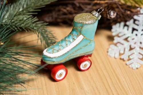 Set of 2 Glass Roller Skate Ornaments for Christmas Tree