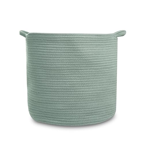 Large Woven Cotton Rope Storage Basket - 15x15x14 Nursery Organizer