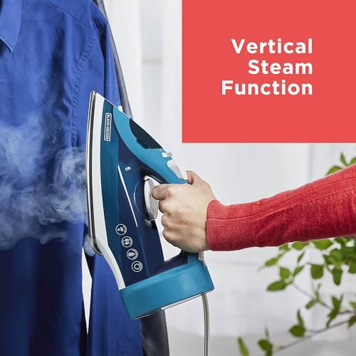 BLACK+DECKER Steam Iron for Clothes with Retractable Cord and Stainless Steel Soleplate