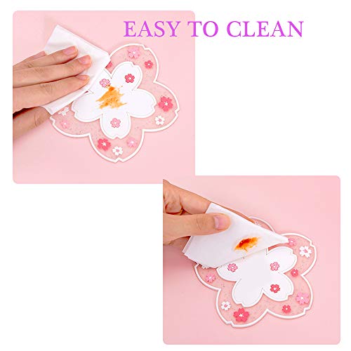 Sakura Cherry Blossom PVC Coasters - Cute Flower Drink Mat Set of 2