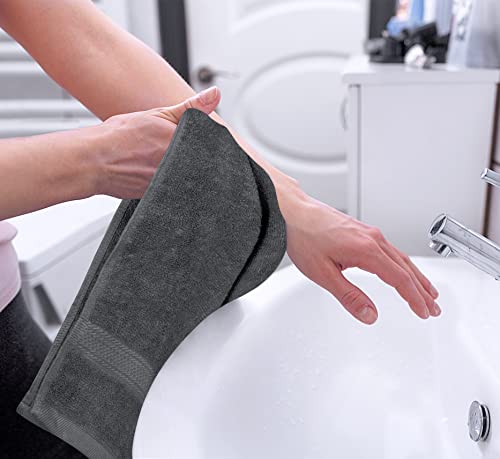 Utopia Towels 6-Pack Premium Hand Towels 16x28 Grey Cotton