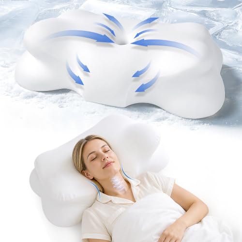 Cooling Memory Foam Cervical Neck Pillow for Sleep - Dual-Height Design
