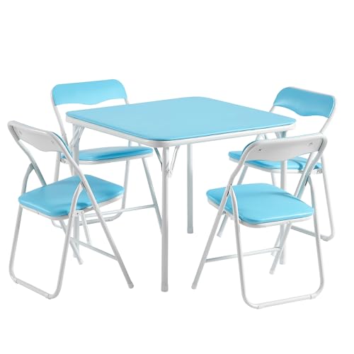 Kids Folding Activity Table and 4 Chairs Set, Padded Portable Furniture