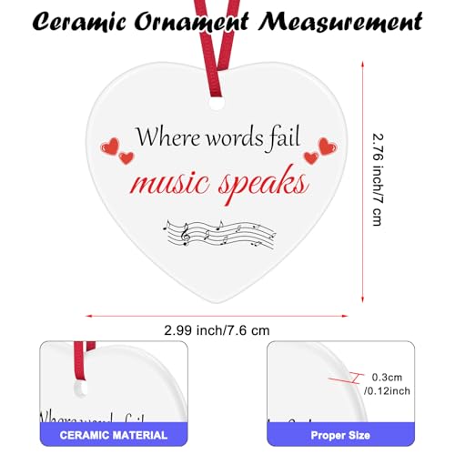 Music Lover Gift Ceramic Heart Ornament - Inspirational Keepsake for Musicians & Teachers