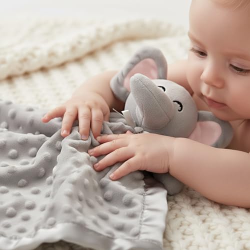 Pro Goleem Elephant Security Blanket - Soft Minky Baby Lovey & Stuffed Animal Toy