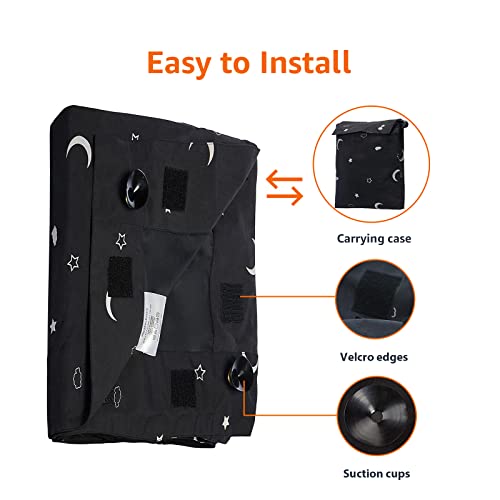 Portable Blackout Curtain Shade with Suction Cups - 50" x 78", Moon & Stars