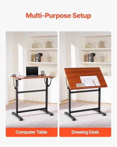Adjustable Drafting Table with Tilt Top, Large Artist Drawing Desk