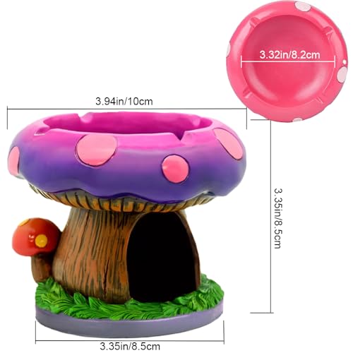 Decorative Mushroom House Ashtray with Storage for Cigarettes and Cigars