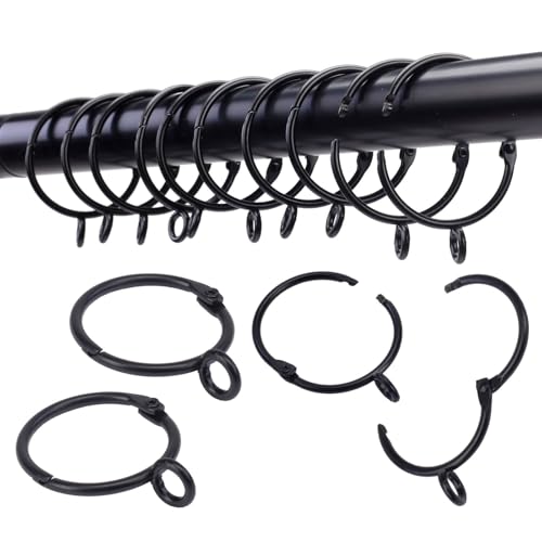 24-Piece Openable Metal Curtain Rings with Eyelets - 1.5 Inch Diameter