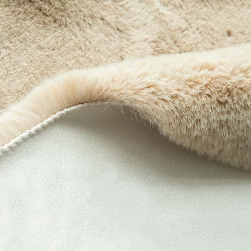 3ft Round Faux Rabbit Fur Area Rug, Soft Washable Shag Rug for Nursery