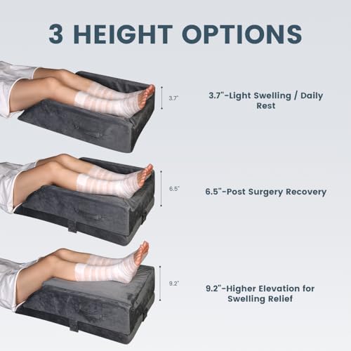 Adjustable Height Leg Elevation Pillow with Memory Foam Support
