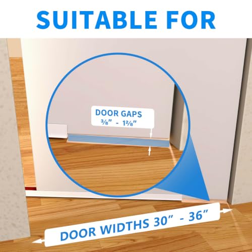 PVC Door Draft Stopper & Bottom Seal Strip - 36" Cuttable Sweep (2 Pack, White)