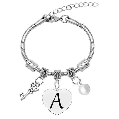 Mwphuy A Initial Letter Bracelet for Women Gift Stainless Steel Adjustable Jewelry