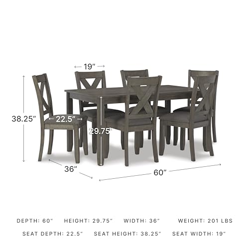7-Piece Dining Set with X-Back Chairs and Gray Wash Finish