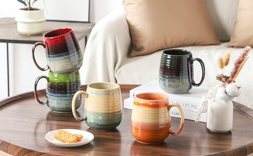 HYTYSKAR Extra Large 23 oz Ceramic Coffee Mug in Orange with Handle
