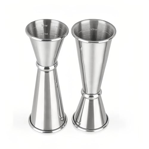 Silver 2-Piece Dual-Sided Cocktail Jigger Set - 1oz & 2oz Stainless Steel