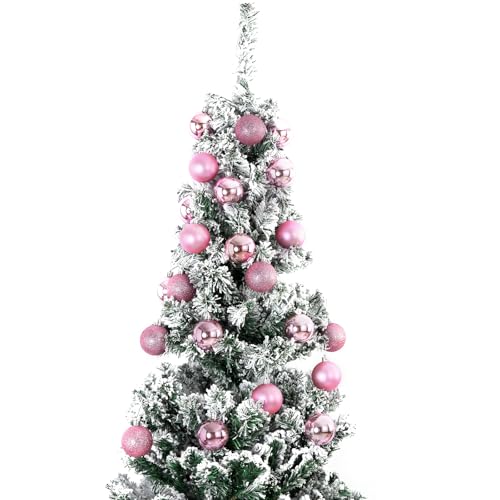 Pink Christmas Ball Ornaments - 24-Pack 2.5 Inch Shatterproof Tree Decor