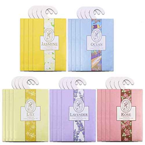 20-Pack Scented Sachets for Closets and Drawers, Long-Lasting Air Freshener