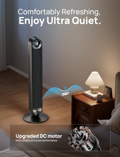 Tower Fan for Bedroom, 42-Inch Quiet Standing Fan with 9 Speeds and 90° Oscillation