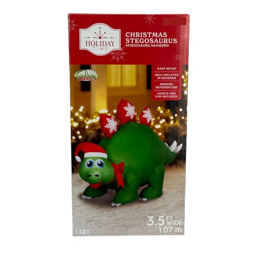 Inflatable Dinosaur Christmas Decoration - 3.5 Feet Outdoor Holiday Yard Decor