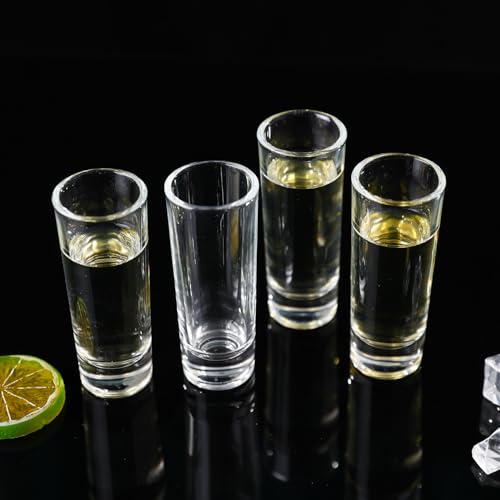 BTGLLAS 2 Pack Tall Heavy Base Shot Glasses - Clear 2 oz Tequila & Liquor Cups (2PCAK Tall)