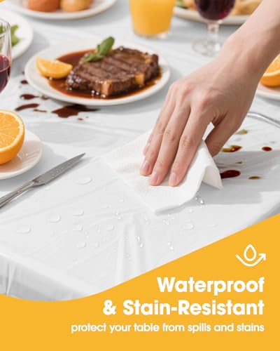 Niuara White Plastic Tablecloth 4-Pack 54x108 Rectangle Table Cover for Parties