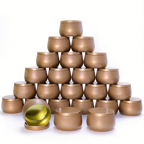 8oz Dark Gold Candle Tins - 24 Pack Metal Containers for DIY