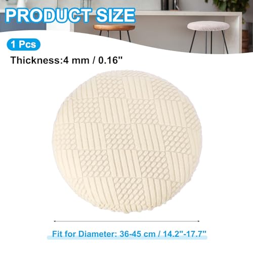 Elastic Round Bar Stool Cover - Washable Velvet Cushion Slipcover, Beige, 14-18 Inch
