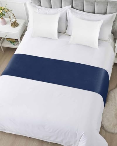 DecorLovee Navy Blue King Size Bed Runner, Modern Decorative Bed Scarf