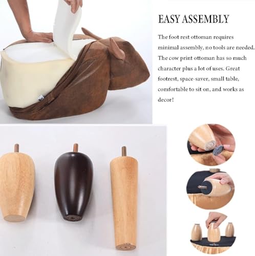 Hippo Storage Ottoman with Footrest - Upholstered Animal Shape Footstool