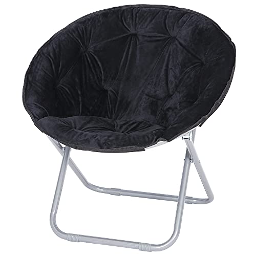 Folding Moon Chair, Padded Faux-Fur Lounge Chair for Bedroom and Dorm