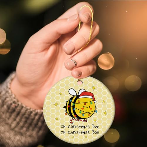 Bee Christmas Ornament - Funny Beekeeper Honey Lover Gift, Save The Bees Decor